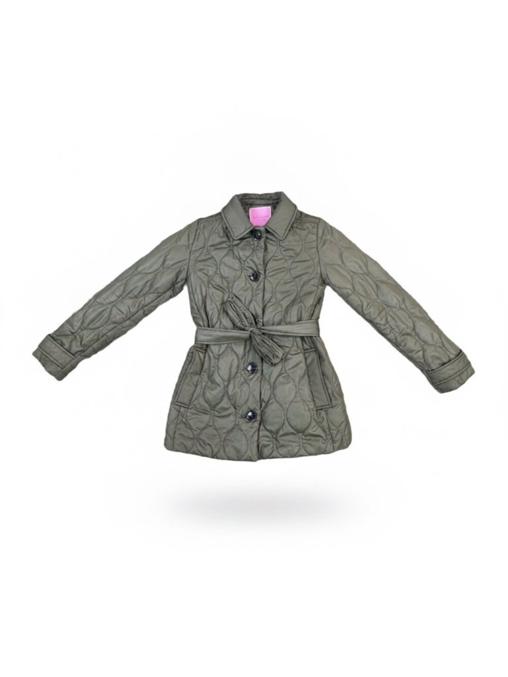 Kate Spade Girls Green Quilted Button-Up Coat With Belt Size Size XS